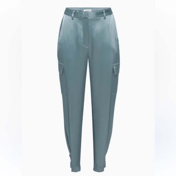 Aritzia Babaton Refined Satin Cargo Pants Slab Blue Size 12 - Picture 1 of 12